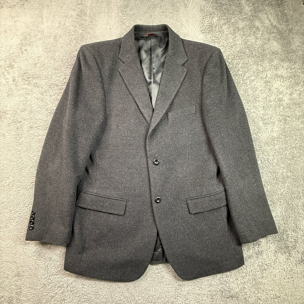 Prontomoda Lana Lux Wool Cashmere Mens Blazer 40L Gray 2 Button Sport Coat